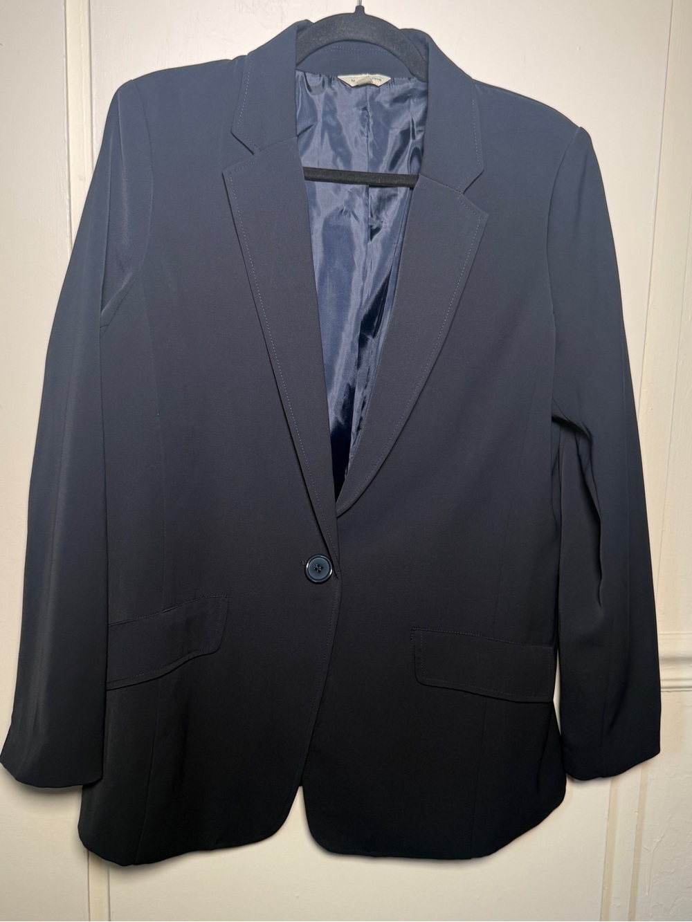 Max Studio Navy Single-Button Blazer Jacket Workwear Womens Large